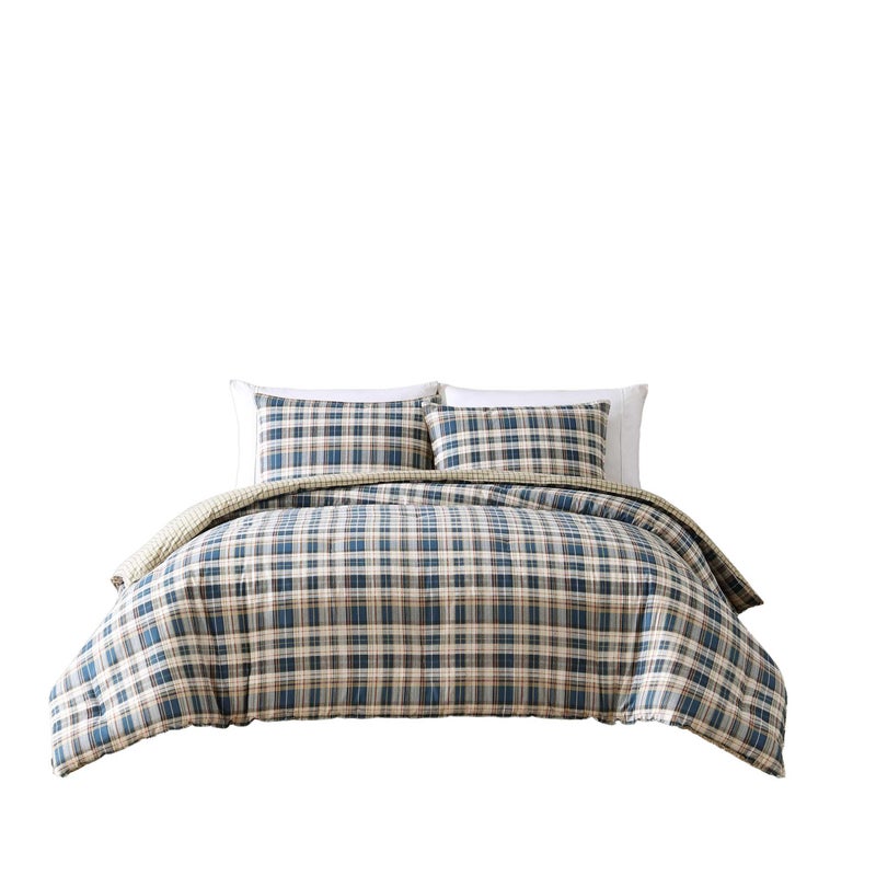 Eddie Bauer - King Duvet Cover Set  Reversible Bedding with Matching Shams  Plaid Home Decor for All Seasons (Port Gamble Blue  King) - Image 4